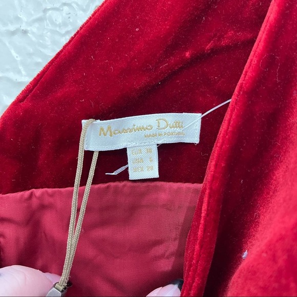 Mossimo Dutti Limited Edition Red Velvet Tie Sleeve Midi Dress NWT Women’s Sz 6 - Picture 6 of 10